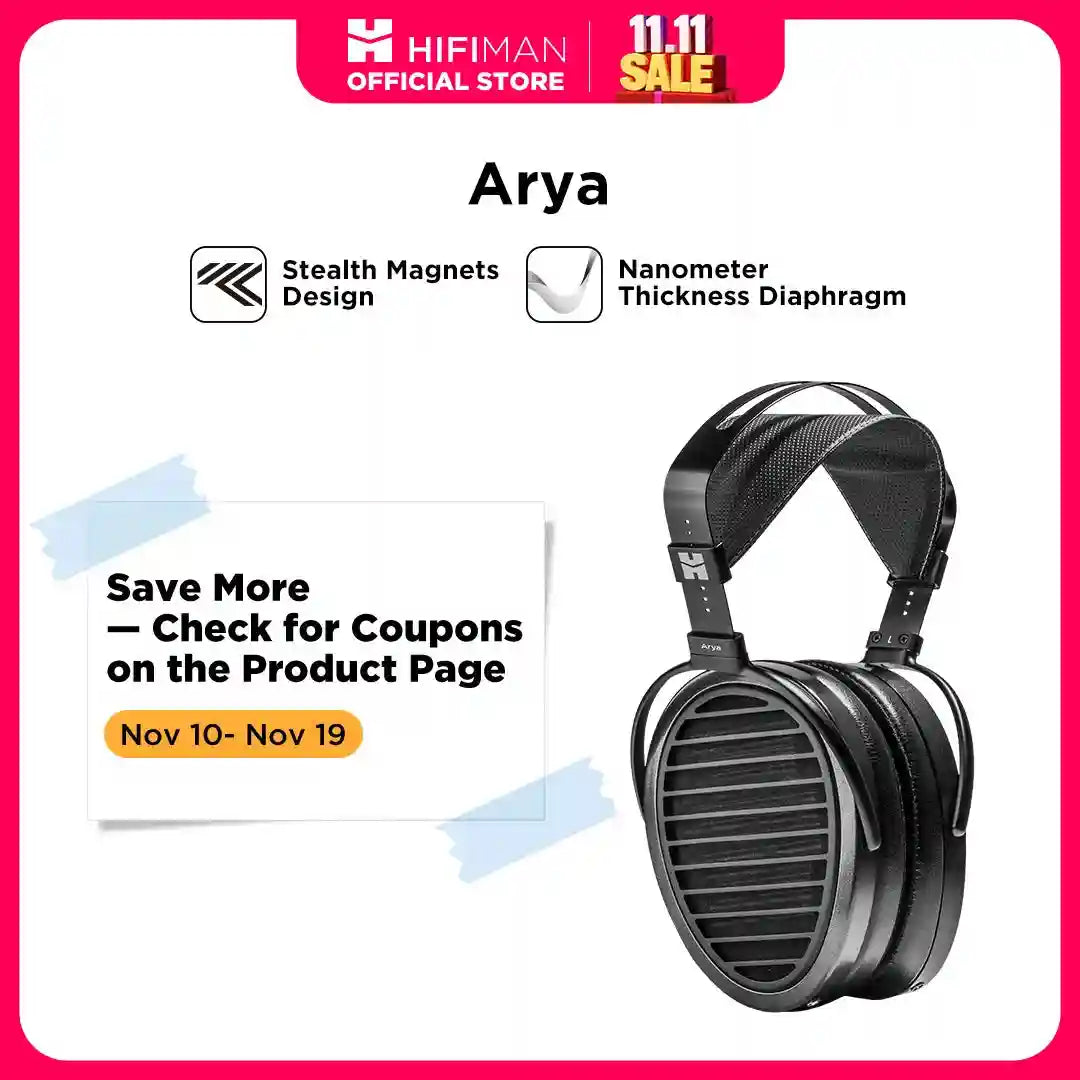 HIFIMAN Arya Planar Magnetic Headphones: Over-Ear Studio Monitor Grade black Tidesmit