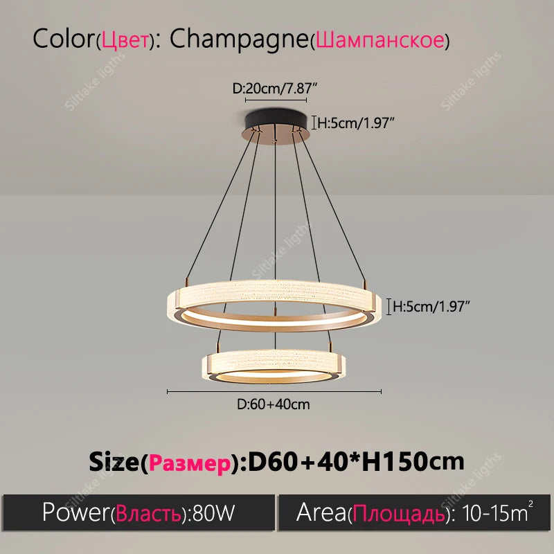 Modern Round LED Ring Light – Adjustable Minimalist Pendant 40-80cm Type D 60cm 40cm Tidesmit