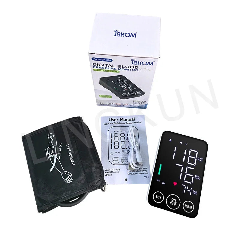 Sphygmomanometer BP Monitor Health Care New LED Blood Pressure Monitor Big Screen Broadcast Tonometer Digital Arm Tonometer