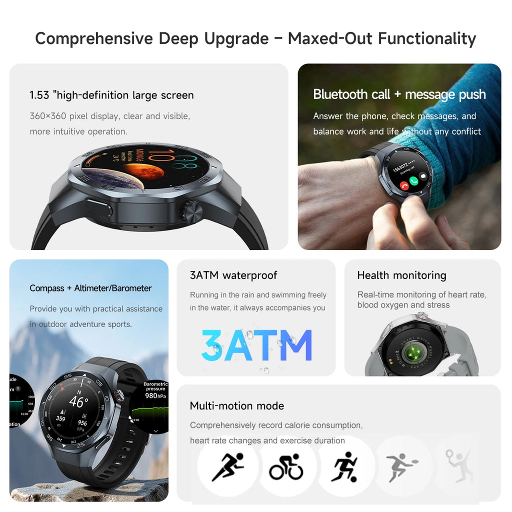 2026New Original Premium Sports SmartWatch Ultra 1.53“Display Built-in GPS Compass 3ATM Waterproof Call Fitness Tracker Bracelet