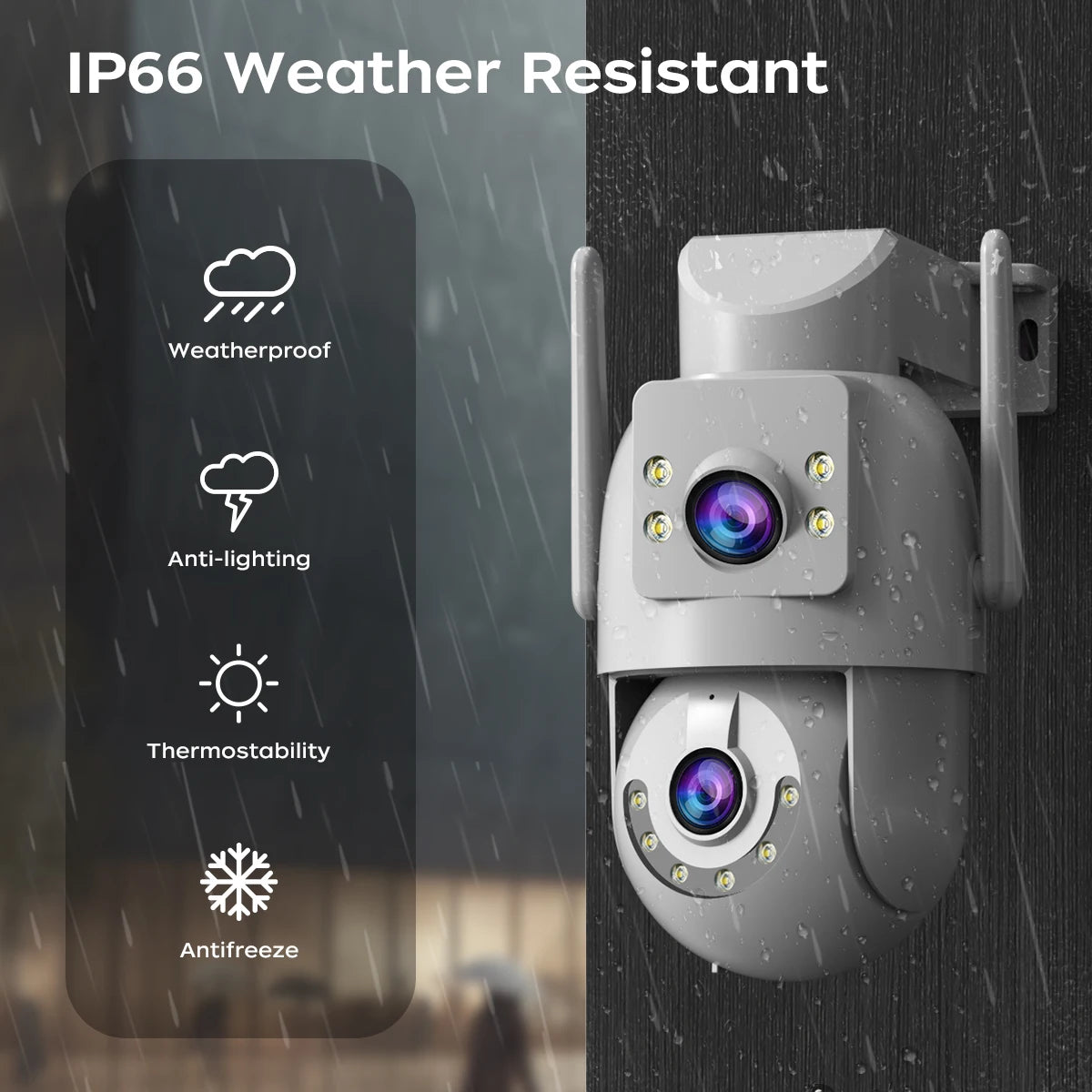 Jooan 6K 10MP WiFi Surveillance Camera,Dual Lens Dual Screen,5X Digital Zoom,Auto Tracking,ONVIF, Outdoor Security PTZ IP Camera