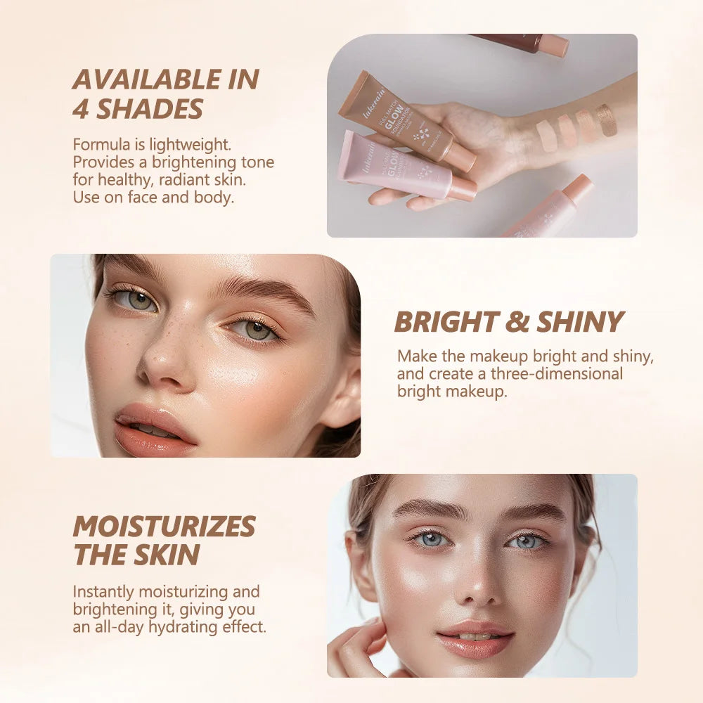 Tidesmit Glowing Foundation liquid highlighter texture close-up for a natural dewy makeup finish
