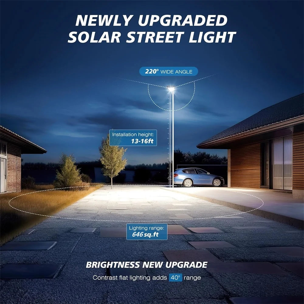 8000W Solar Street Lights 480000LM Commercial Parking Lot Light Dusk to Dawn 6500K Solar Security Flood Lights for Road Garden