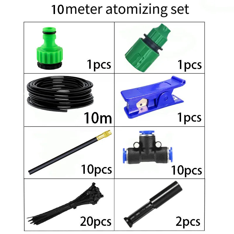 Drip Irrigation Kit, 360-Degree Bending Dropper, for Misting System Copper Nozzle Garden Plant Lawn Patio