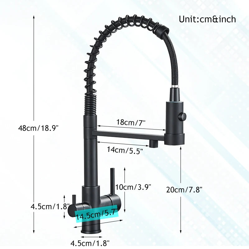 Filtered Kitchen Faucet Pure Water Kitchen Faucet Dual Handle Hot&Cold Drinking Water Purified Kitchen Mixer Taps