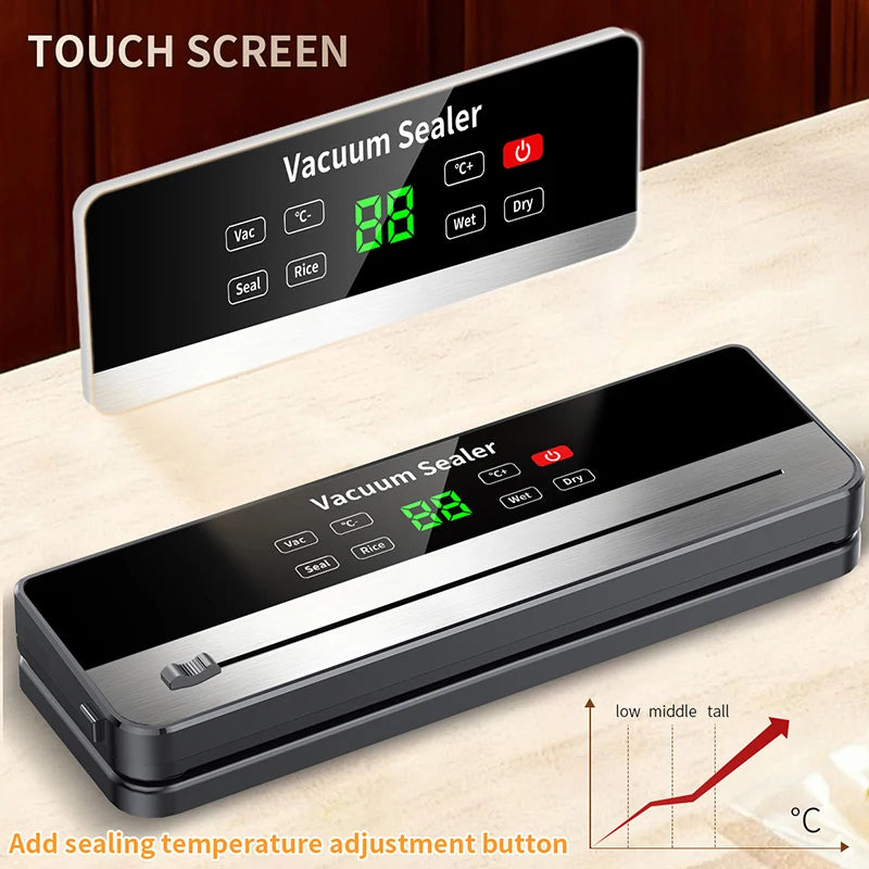 Portable Vacuum Sealer with Strong Suction & USB Wireless Charging | Dry/Wet Food Sealing for Kitchen