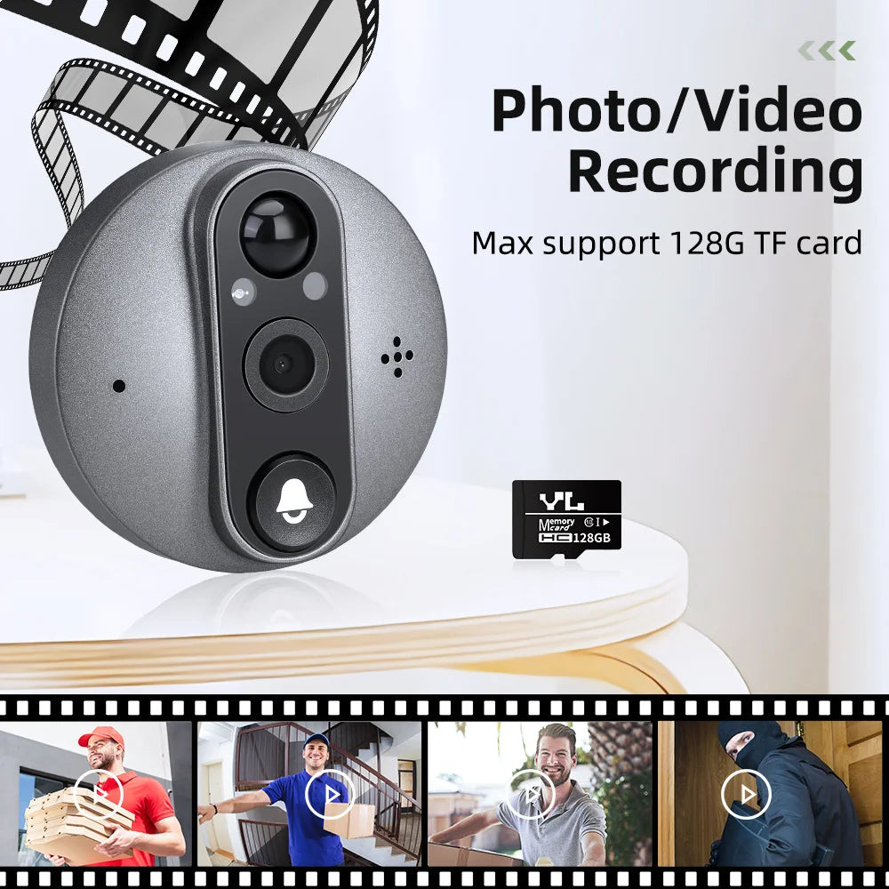 4.3'' IPS Screen Smart life/Tuya APP 2.4G 3MP Wireless wifi Video Intercom Doorbell eye PIR High-definition Visual Monitoring