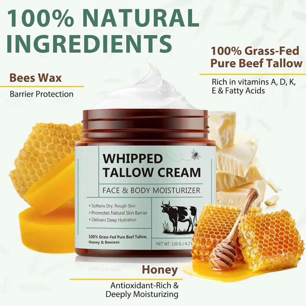 2PCS Beef Tallow Honey Moisturizer Cream Brightening Rejuvenation Nourishing Hydrating Redness Repair Pore Women Cosmetics 120g
