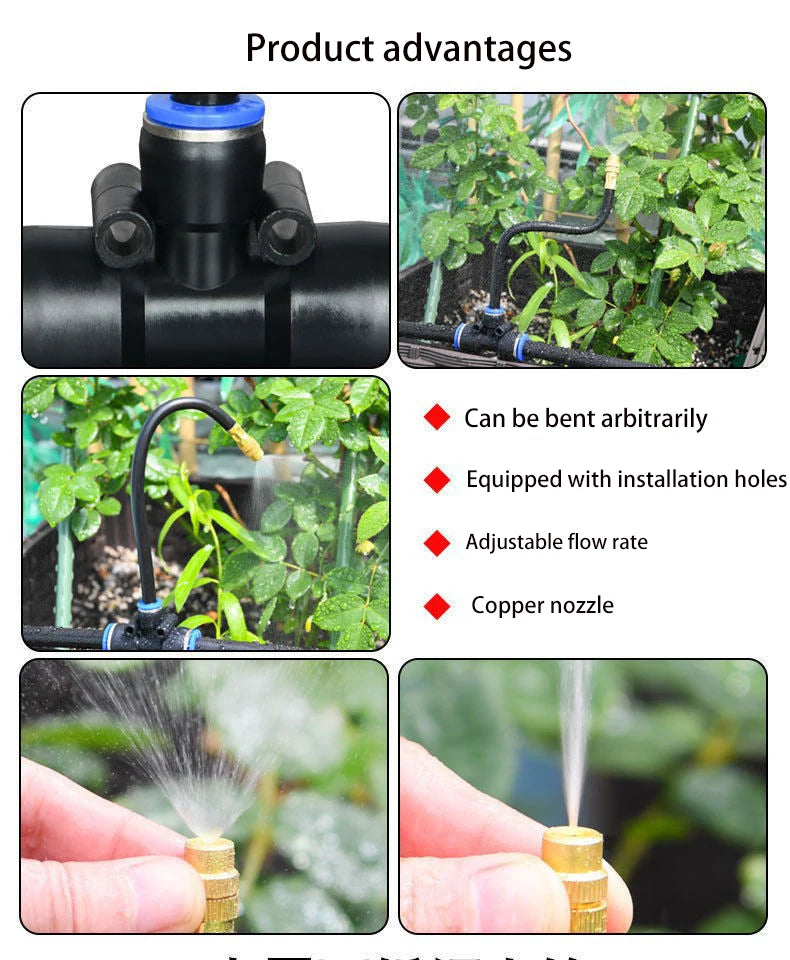 5-20M Universal Automatic Irrigation Sprinkler Kit Rotating Copper Nozzle Garden Balcony Atomization Sprinkler Watering Kits