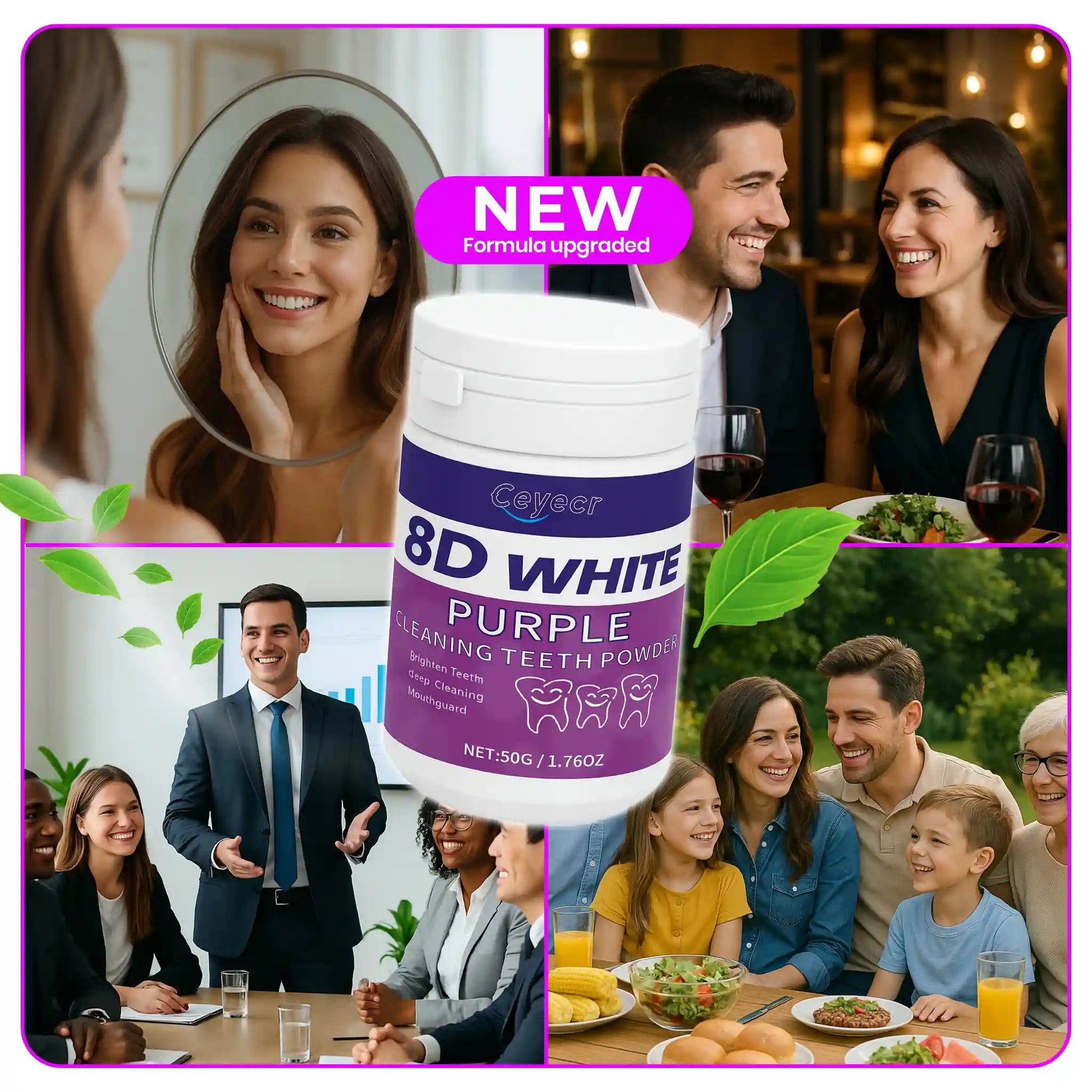 Tidesmit 8D teeth whitening powder for deep cleaning and fresh breath, 50g dental care formula