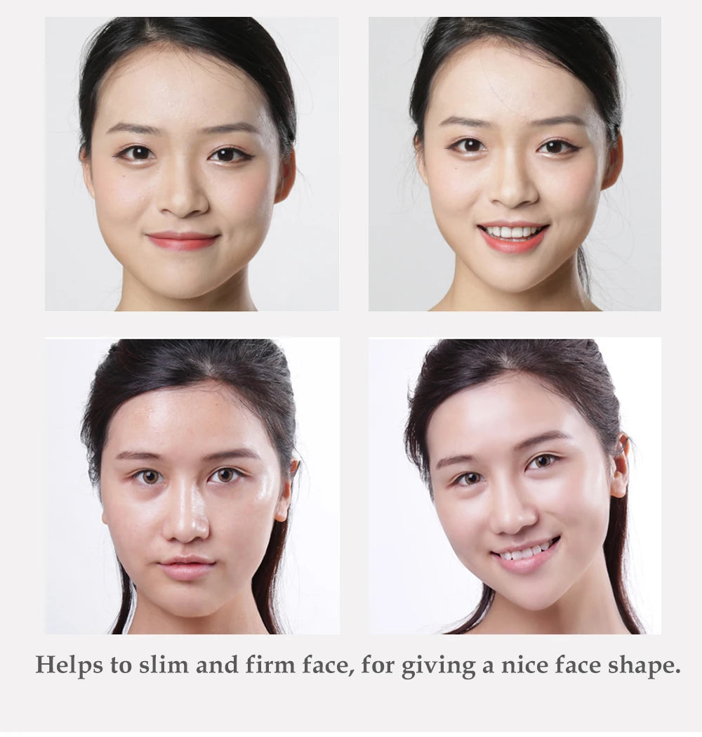 Before and after comparison of two women's faces, demonstrating the lifting effect of invisible face tape patches.