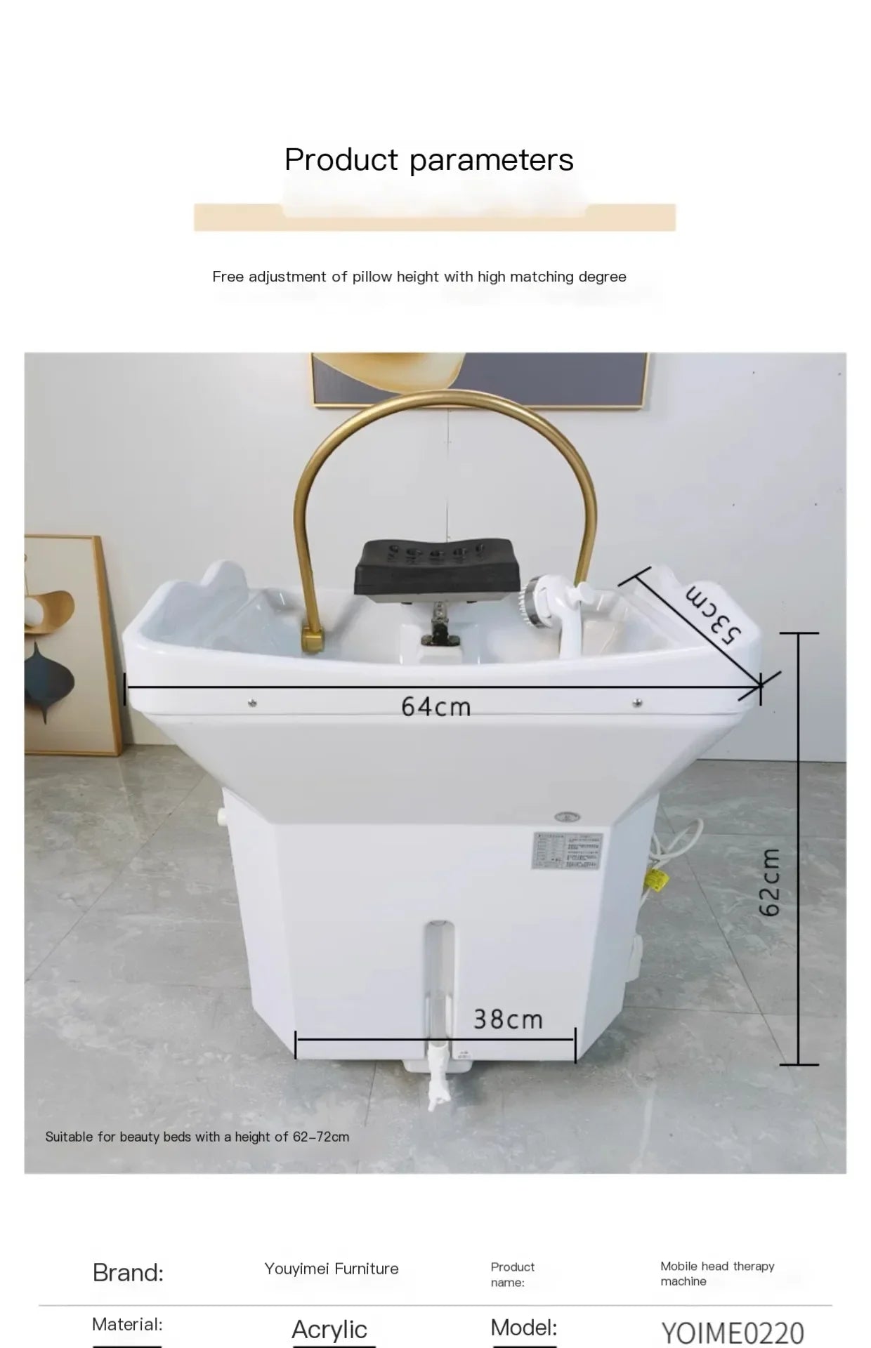 Portable Shampoo Chair for Salon - Adjustable Spa Hair Wash Station Massage Chairs Tidesmit