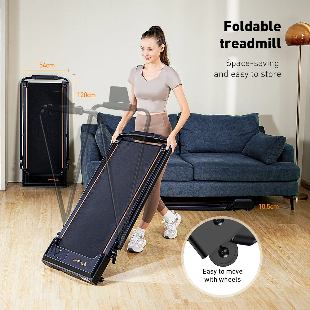 Formill FT51/FT50/FT52 Treadmill 2 In 1 Walking Running Treadmill 0.75-2.5HP Foldable Under Desk Treadmill38*95cm Running Area With Armrest LED Display Oil Drip Hole Indoor Home Gym Exercise Machine