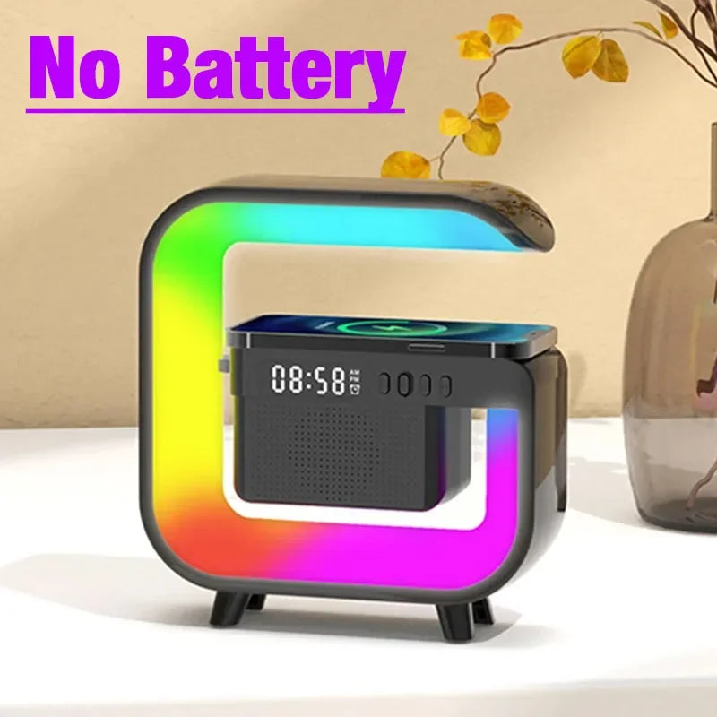 Portable Bluetooth Speaker with RGB Light, Wireless Charging & FM Radio Black No Battery Tidesmit