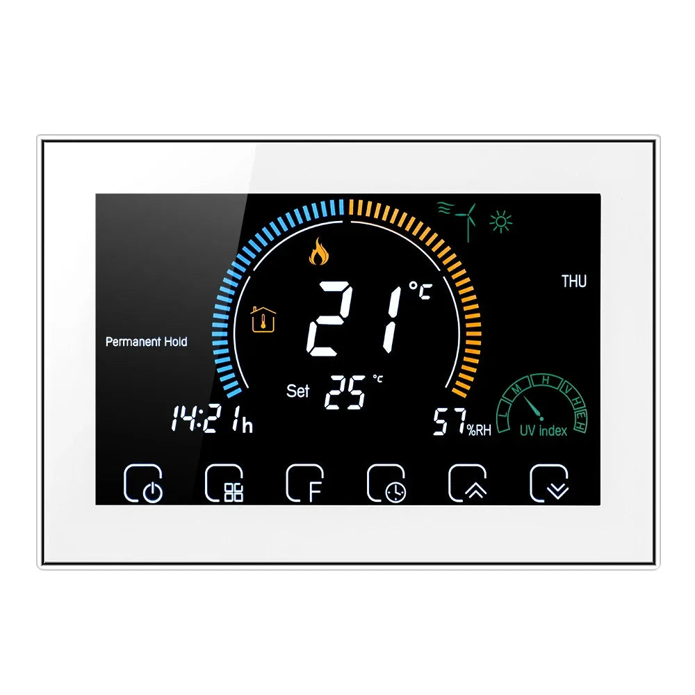 WiFi Smart Thermostat for Home Heating - Colorful Touchscreen Model white Tidesmit