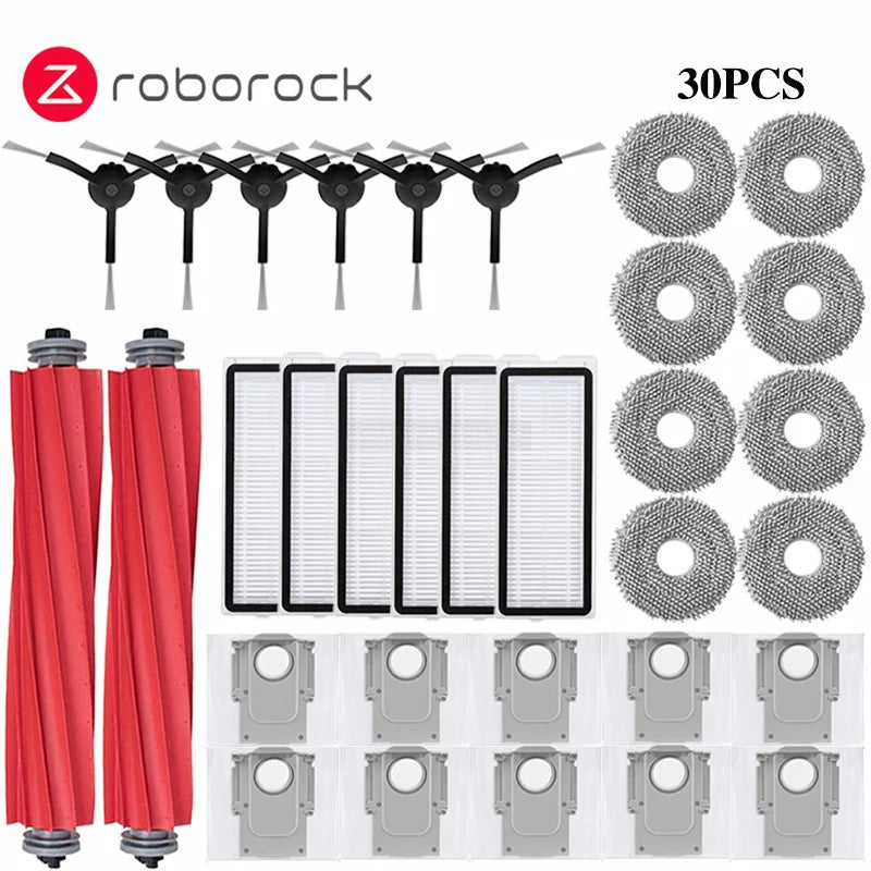 Tidesmit replacement parts kit for Roborock Q Revo series including dust bags brushes HEPA filters and mop pads
