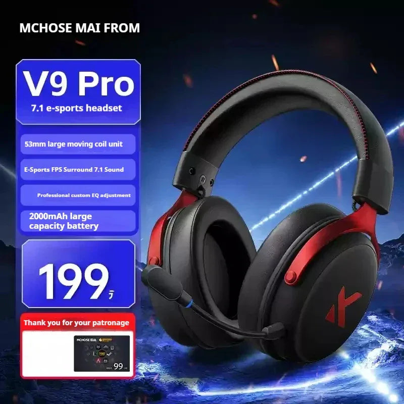 Tidesmit V9 Pro Wireless Gaming Headset Noise Canceling Tri-Mode V9 Pro black red Tidesmit