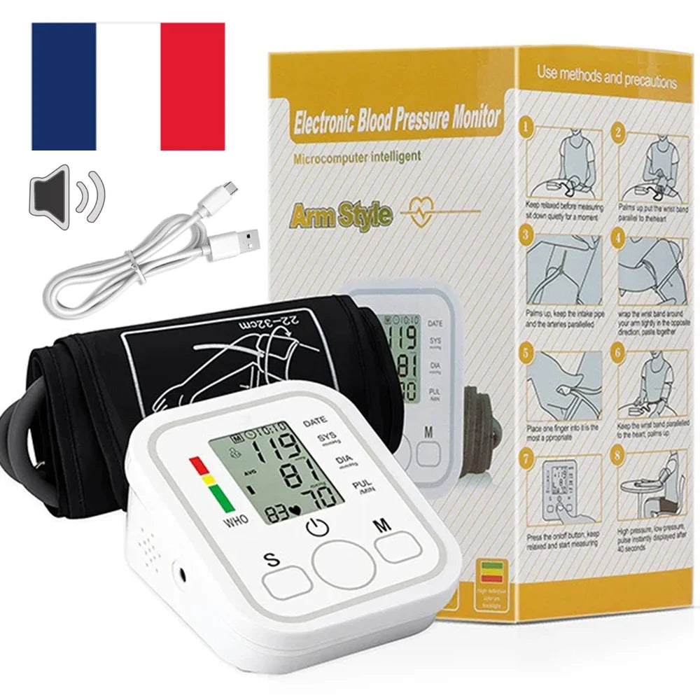 Automatic Digital Arm Blood Pressure Monitor Sphygmomanometer Tonometer Tensiometer Heart Rate Pulse Meter BP Monitor Healthy