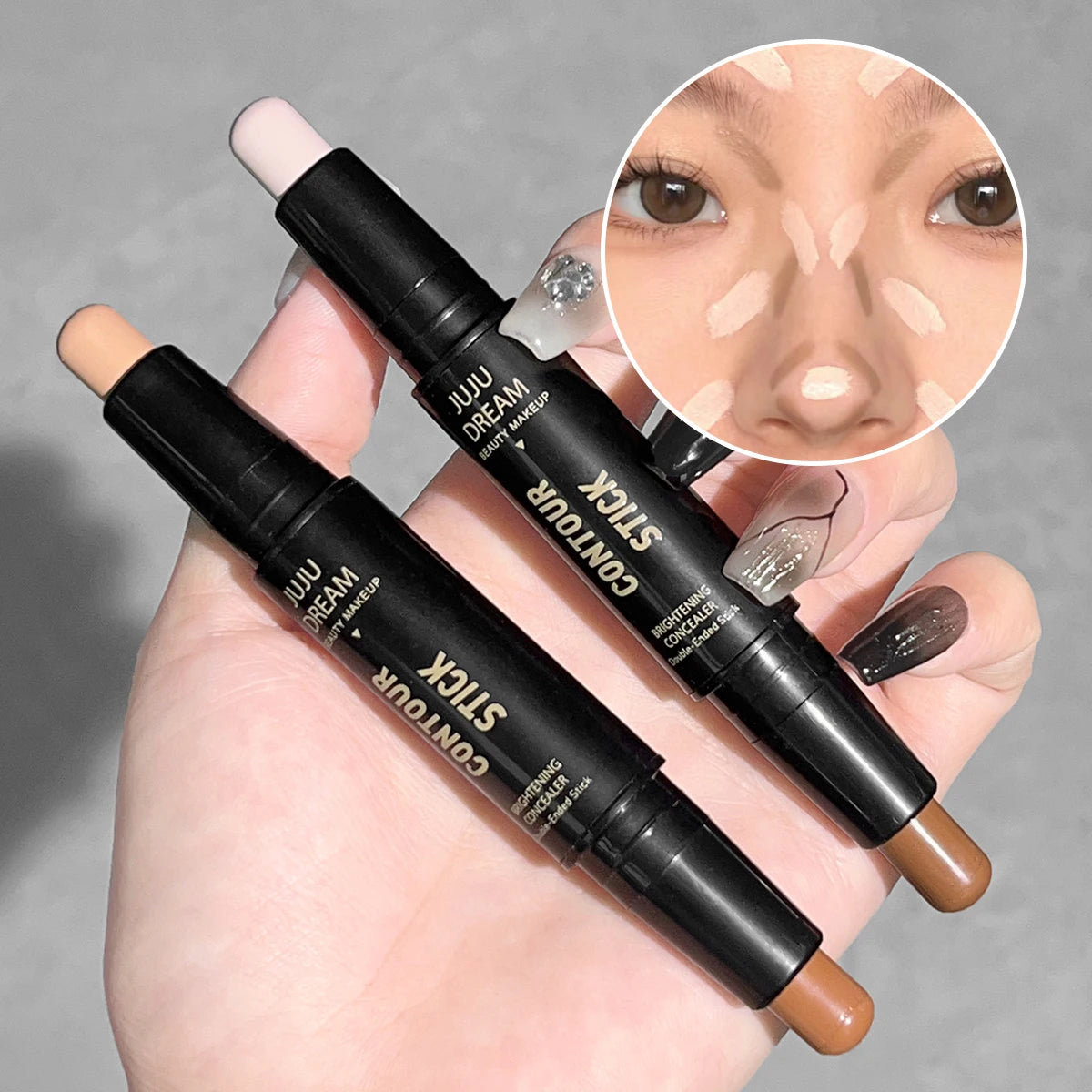 Tidesmit double-headed contour and highlighter stick for nose shadow and aegyo-sal makeup texture close-up
