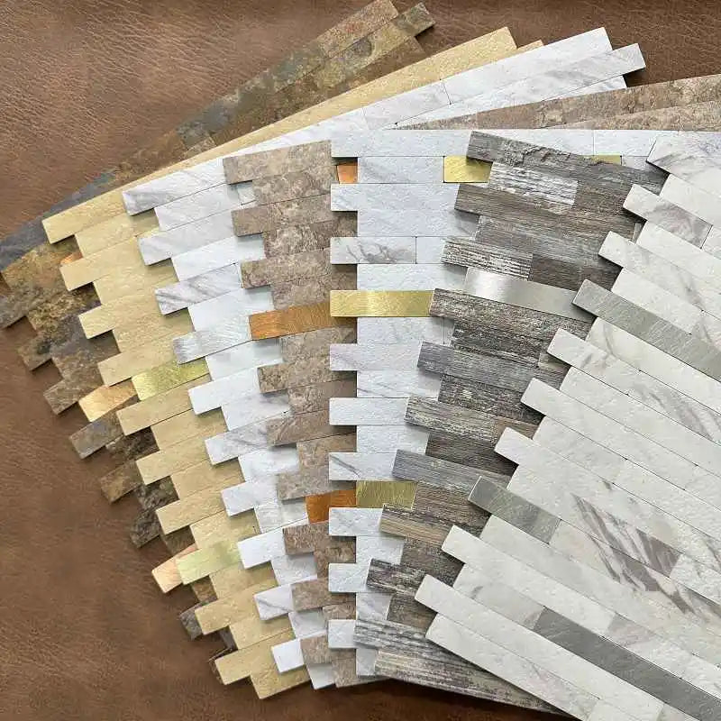 4pcs/lot Mosaic Wall Tile Peel And Stick Self Adhesive Waterproof Aluminum composite rectangle Kitchen Bath Tile Backsplash 917