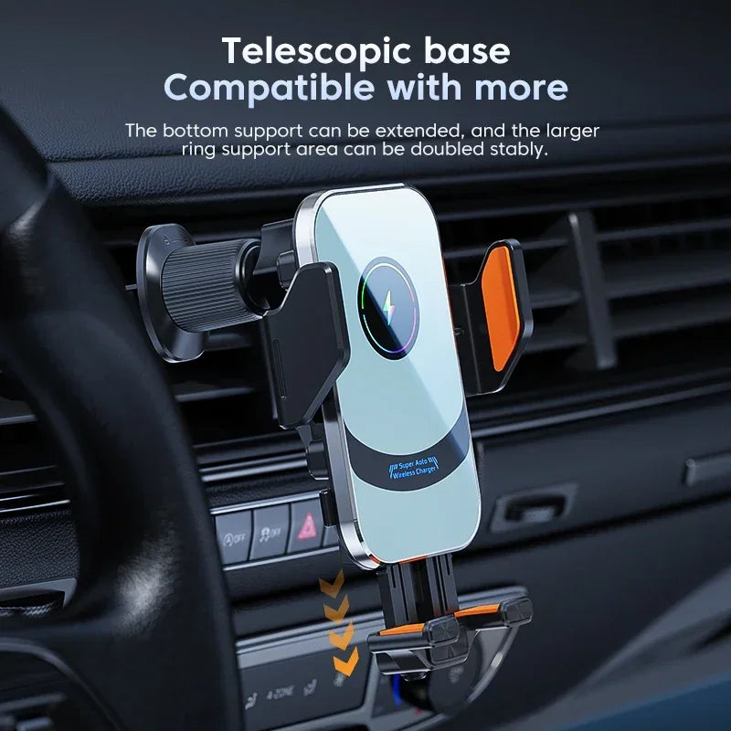 Car Air Outlet Phone Wireless Charger Air Vent GPS Holder For iPhone 16 15 14 13 12 Pro Max Samsung Xiaomi Fast Charging Station