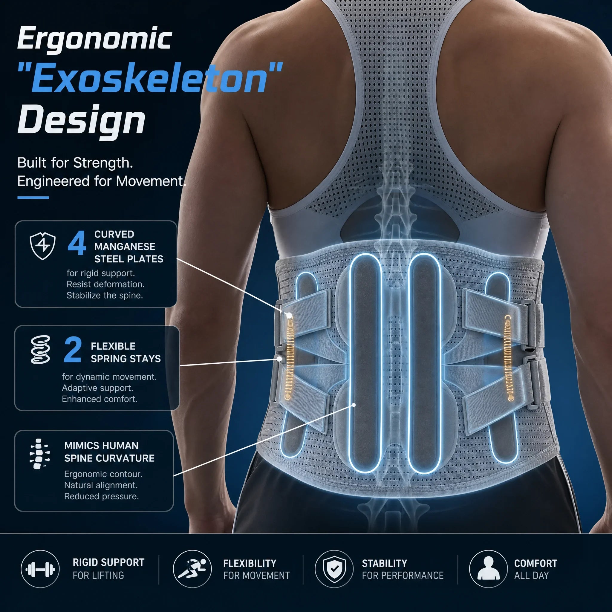 Back Brace Support Belt-Lumbar for Back Pain,Sciatica,Scoliosis,Herniated Disc Adjustable Straps-Lower with 3 Pads for Men&Women
