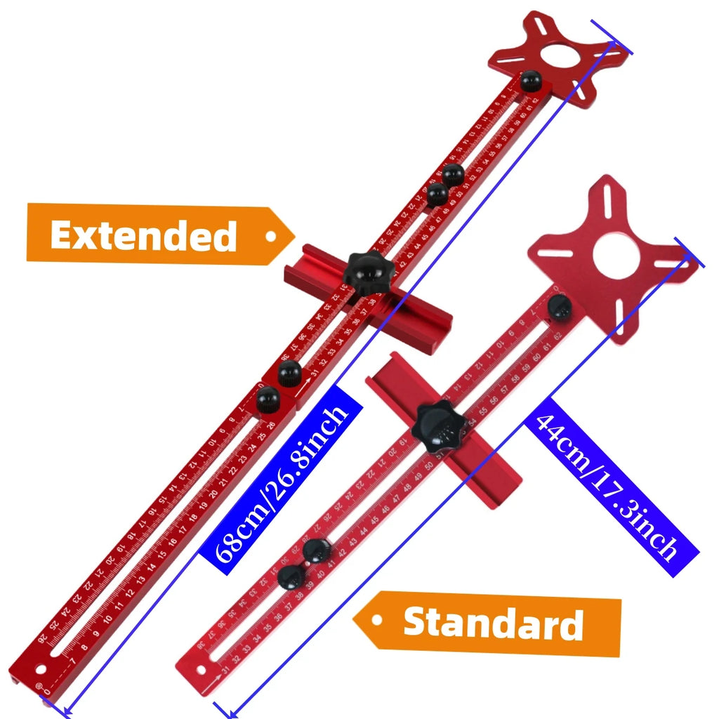 Extended 3 in 1 Router Milling Groove Bracket,9-61cm Radius Router Circle Cutting Jig,Aluminum Cabinet Hardware Jig for Woodwork