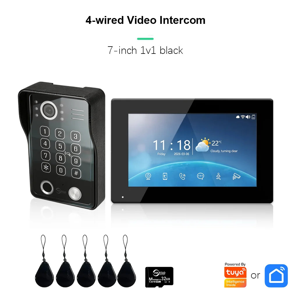 ANJIELO Doorbell Video Intercom System 5IN1 Unlock Tuya Smart Digital Frame Background Music Detection Preview NEW 2026
