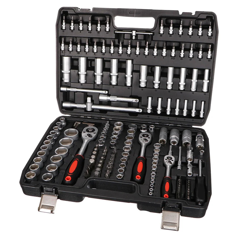 Podofo 172-Piece Comprehensive Socket Wrench Set 1/4" 3/8" 1/2" Drive Bits Kit With Storage Carrying Case for Auto Repair