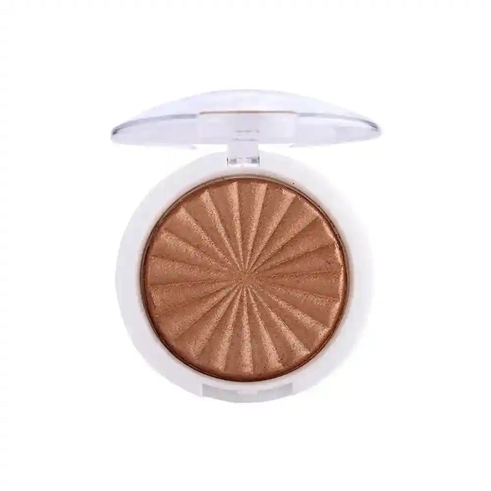 Tidesmit 3D pearlescent shimmer highlighter powder showing texture close-up of matte and shiny monochrome face makeup