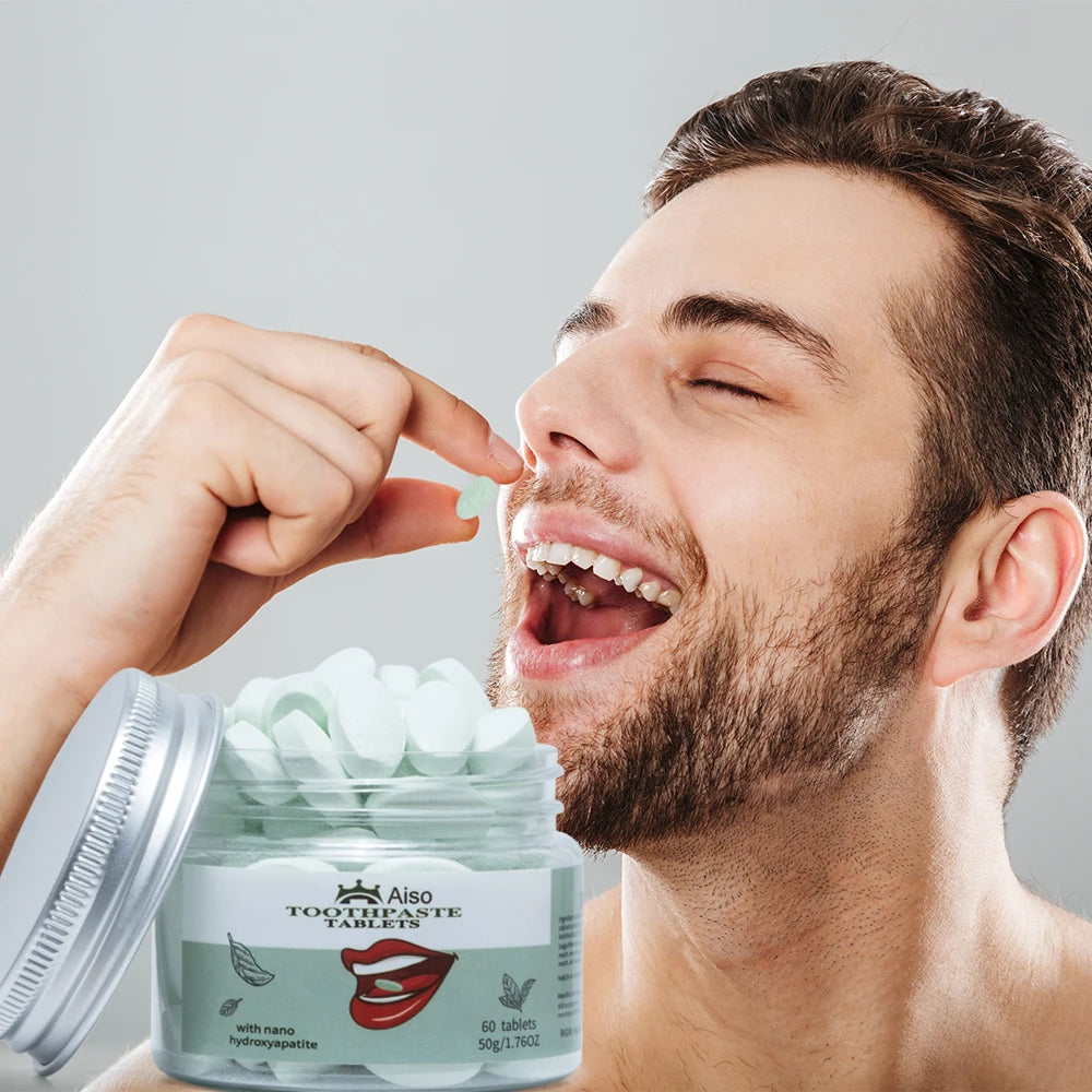 Tidesmit nano hydroxyapatite teeth whitening chewable toothpaste tablets for travel with fresh breath