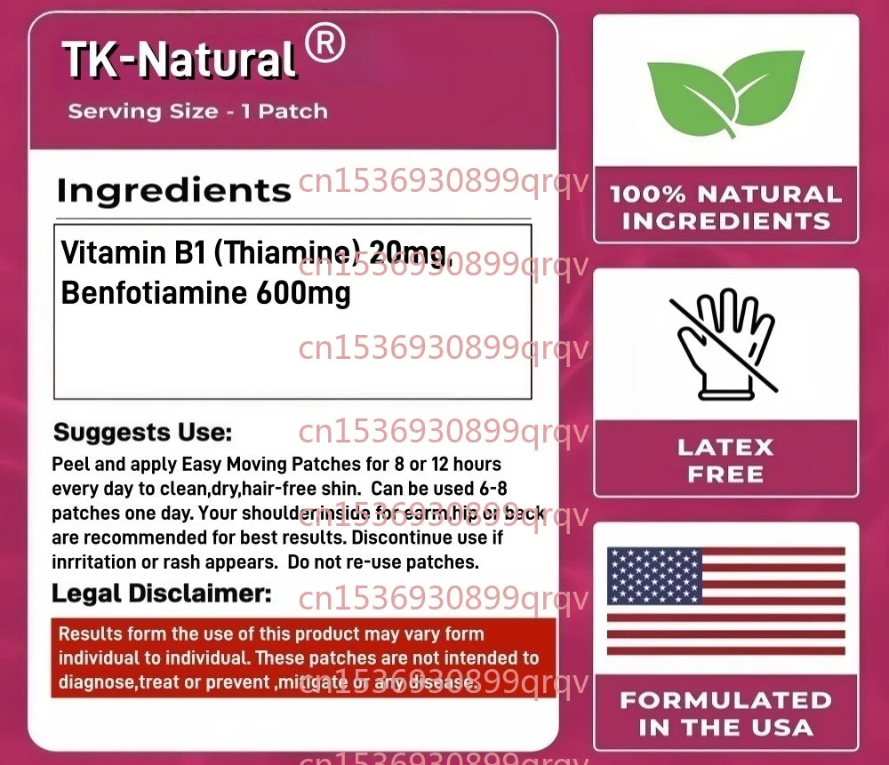Tidesmit 30 Benfotiamine Transdermal Patches with Vitamin B1 for high bioavailability and overall health support.
