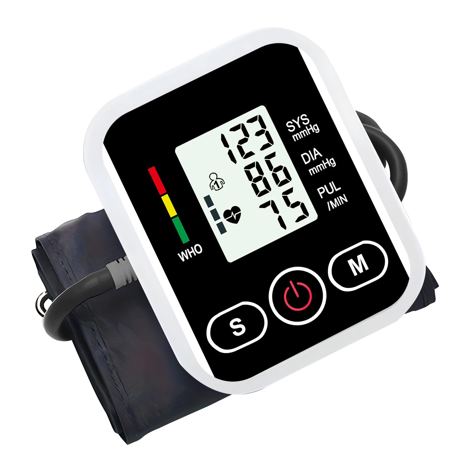 Arm Blood Pressure Monitor LCD Pressure Sensor Monitor BP Automatic Tonometer Digital Tensiometer LED Display Cuff Heart