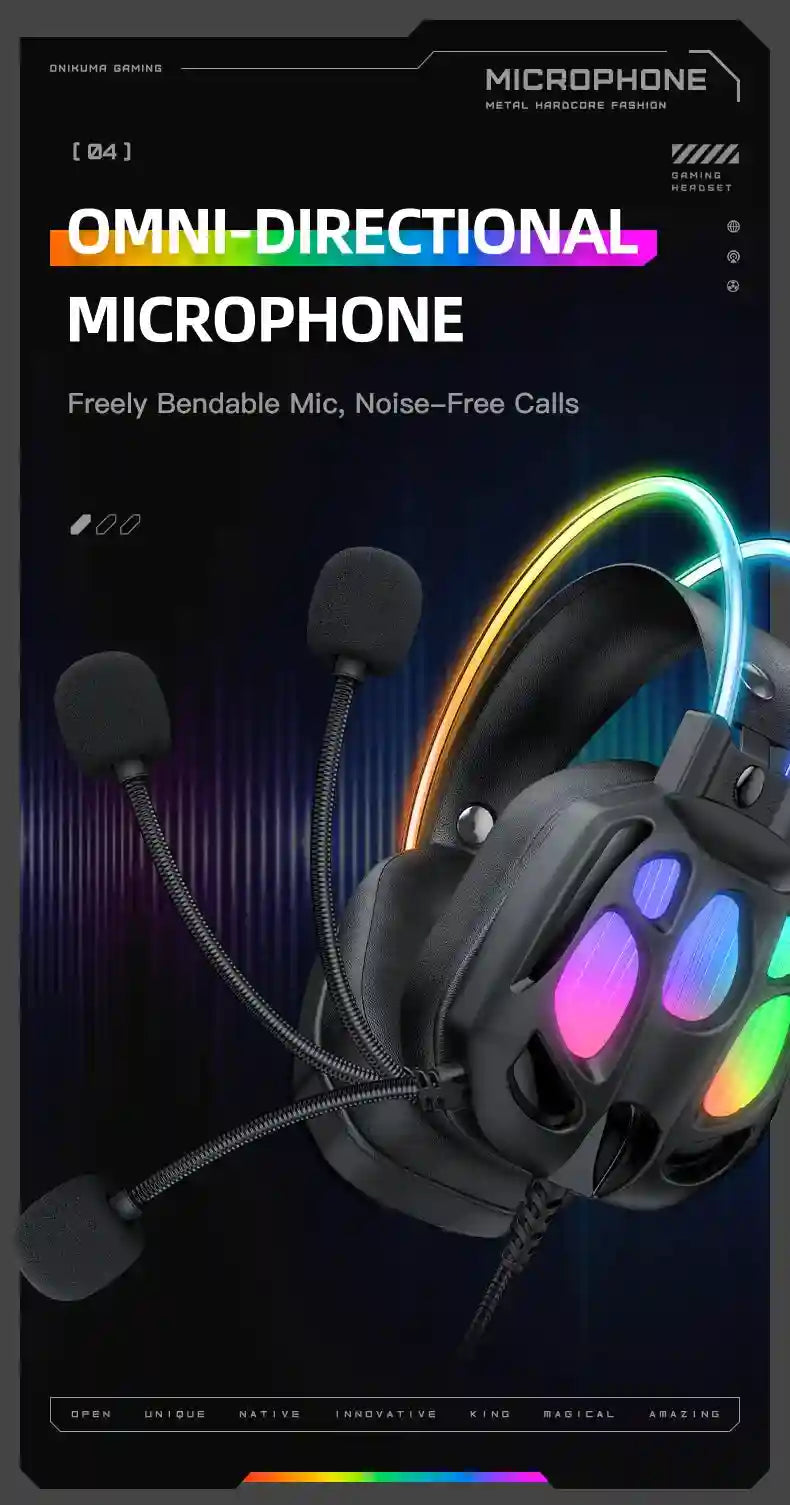 ONIKUMA X89 Gaming Headphones: Surround Sound Over-Ear Wired Headset Tidesmit