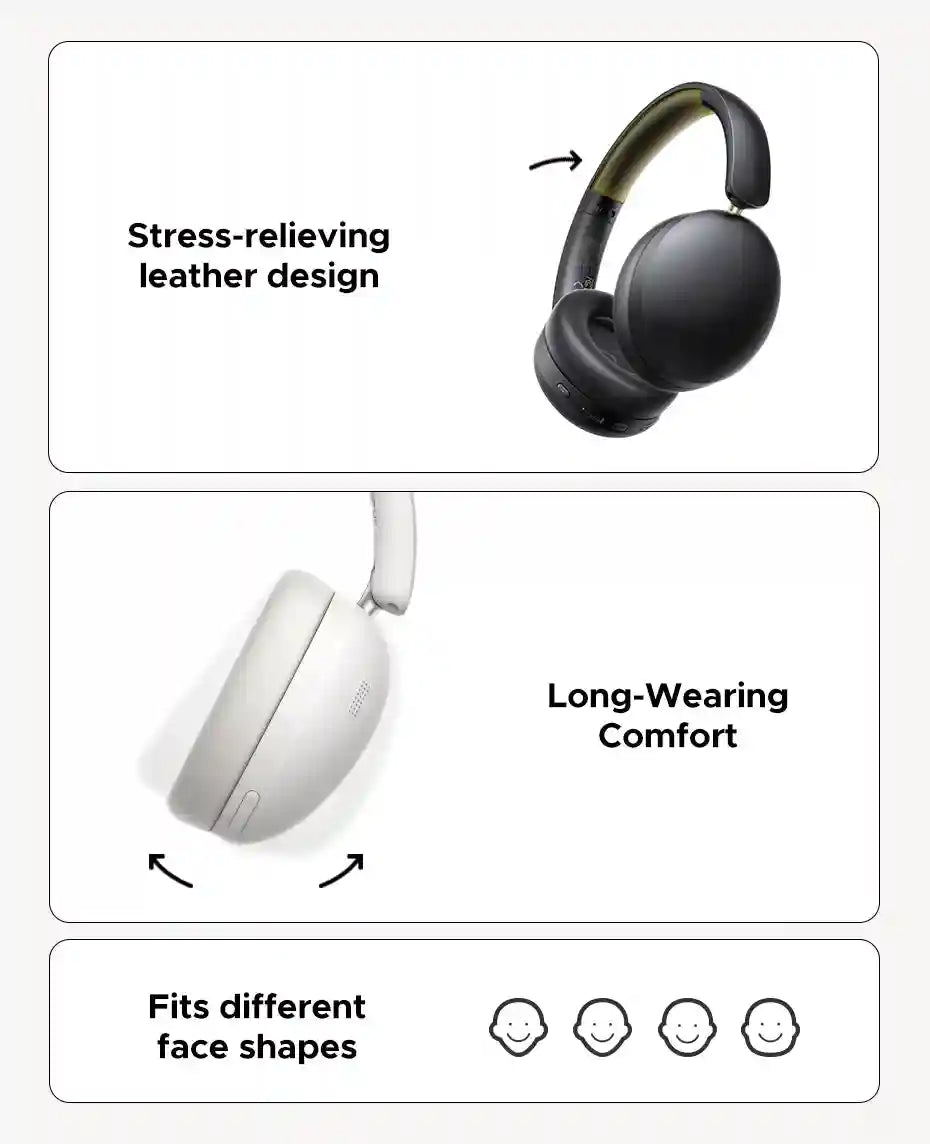 Wireless Over-Ear Headphones with 80H Playtime and Noise Cancellation Tidesmit