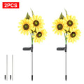 2/4 PCS Solar Powered Sunflower Light 3 Head Outdoor Waterproof LED Ground Insert Lawn Lamp For Garden Lawn Courtyard Decoration
