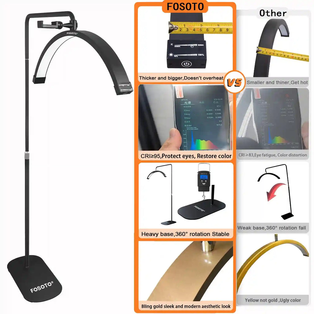 LED Half Moon Lash Light with Floor Stand | Professional Salon Lighting Tidesmit