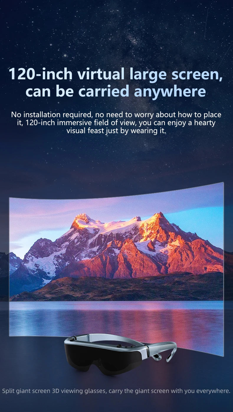 Android 3D VR Smart Glasses - Portable HD Private Cinema with Spatial Audio Tidesmit