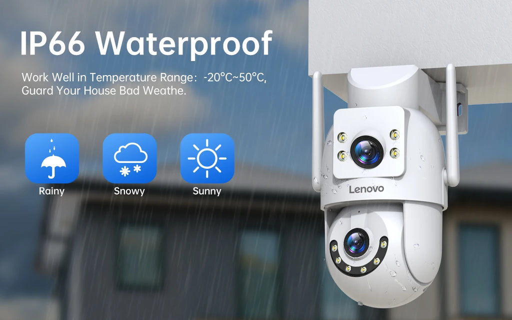 Lenovo 4K PTZ IP Camera Outdoor HD Dual Lens Dual Screen AI Auto Tracking 5G Wifi IP Camera CCTV Audio Video Surveillance
