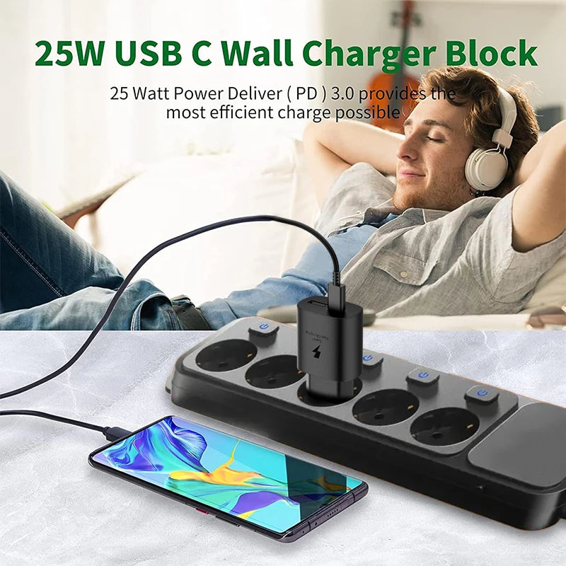 Samsung 25W USB-C Fast Charger Adapter - EU & US Plug Options Tidesmit