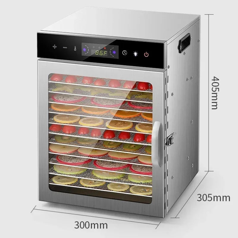 Tidesmit commercial food dehydrator featuring multi-layer stainless steel trays for drying fruit meat and vegetables.