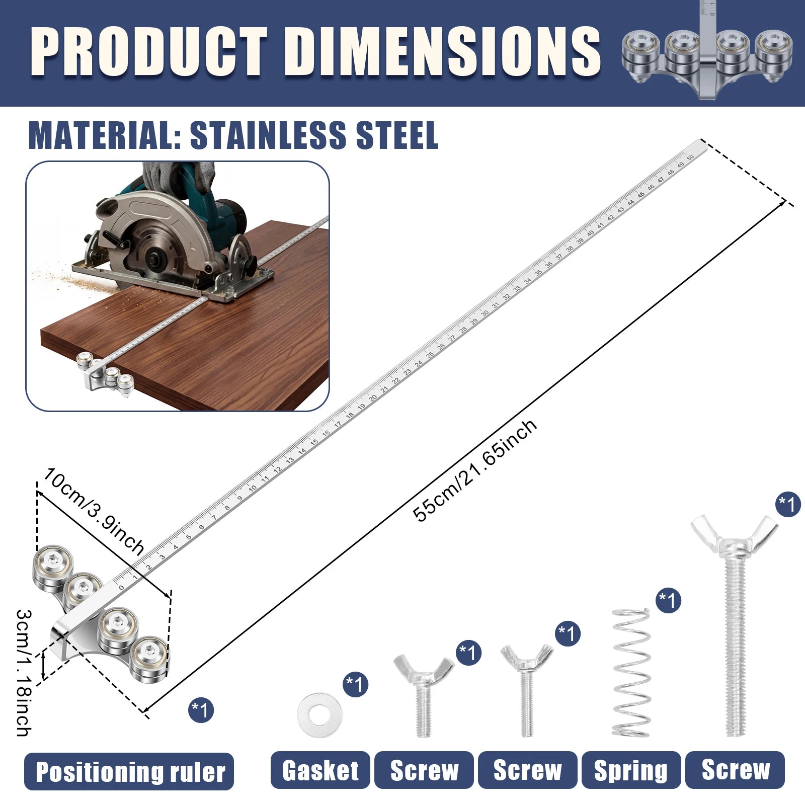 NEW Upgraded Circular Saw Guide Rail Positioning Calipers Stainless Steel Adjustable Precision Cutting Guide  for WoodworkingDIY