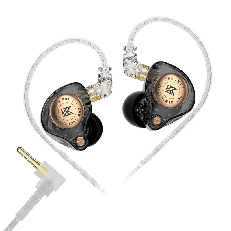 KZ EDX Pro In-Ear Monitors | HiFi Wired 3.5mm Earphones | Tidesmit Black NO MIC 3.5MM Tidesmit