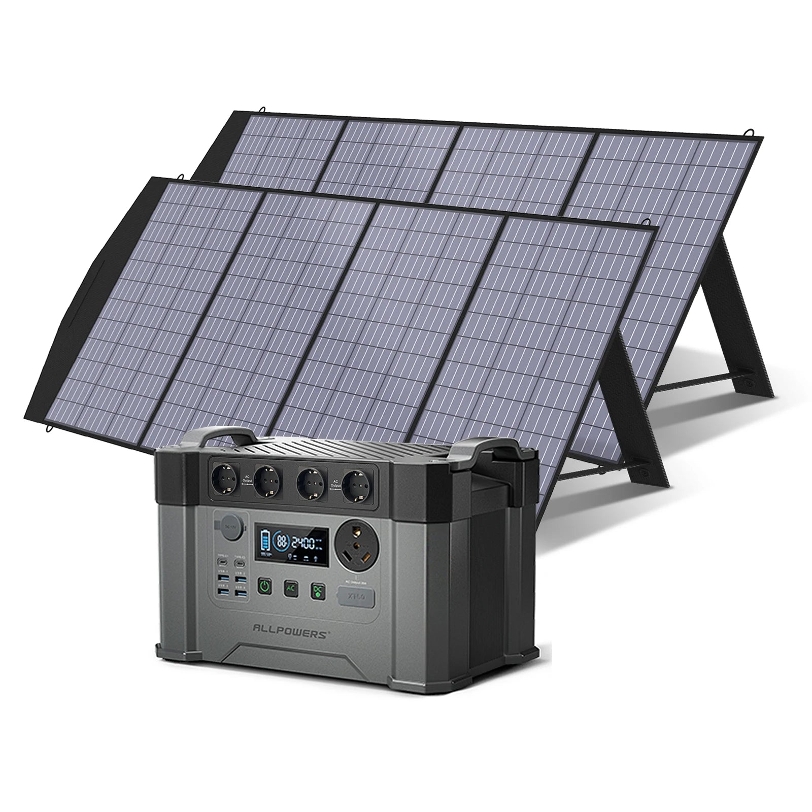 Portable Power Station 2400W with 400W Solar Panels for Off-Grid Energy S2000PRO with 2X200W Tidesmit