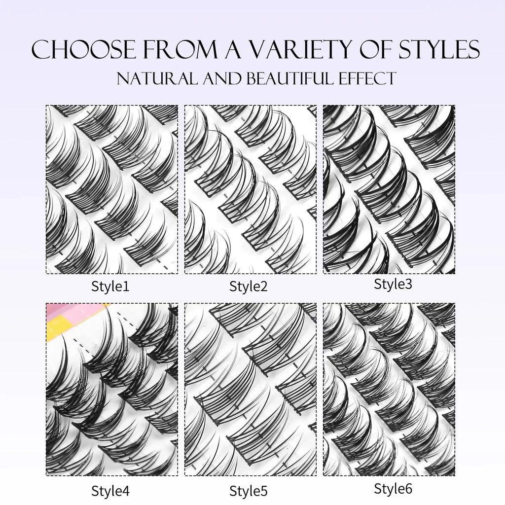 GROINNEYA Eyelashes Clusters 320 pcs Natural Eyelash extension Cluster Lashes Volume Mixed Tray Lashes Cluster Natural