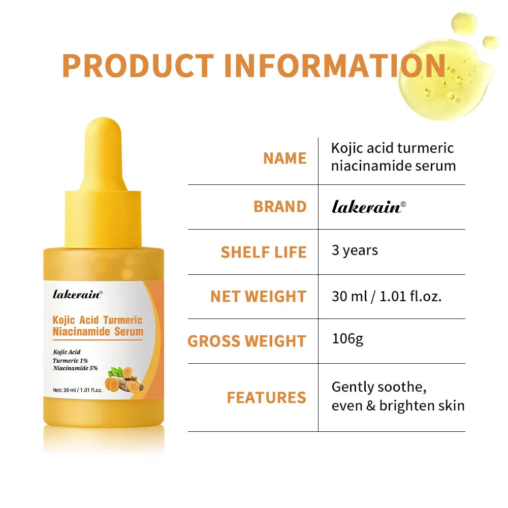 Kojic Acid Turmeric Serum Niacinamide Glow Capsules Brightening Hydration Balancing Skin Barrier Soothing Troubled Facial Care