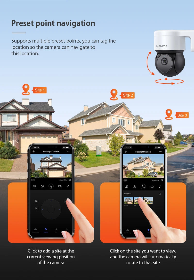 INQMEGA 5MP Tuya Outdoor PTZ Camera Ai Human Detect 1080P Security CCTV Camera Add Google Home And Alexa Wifi IP Camera