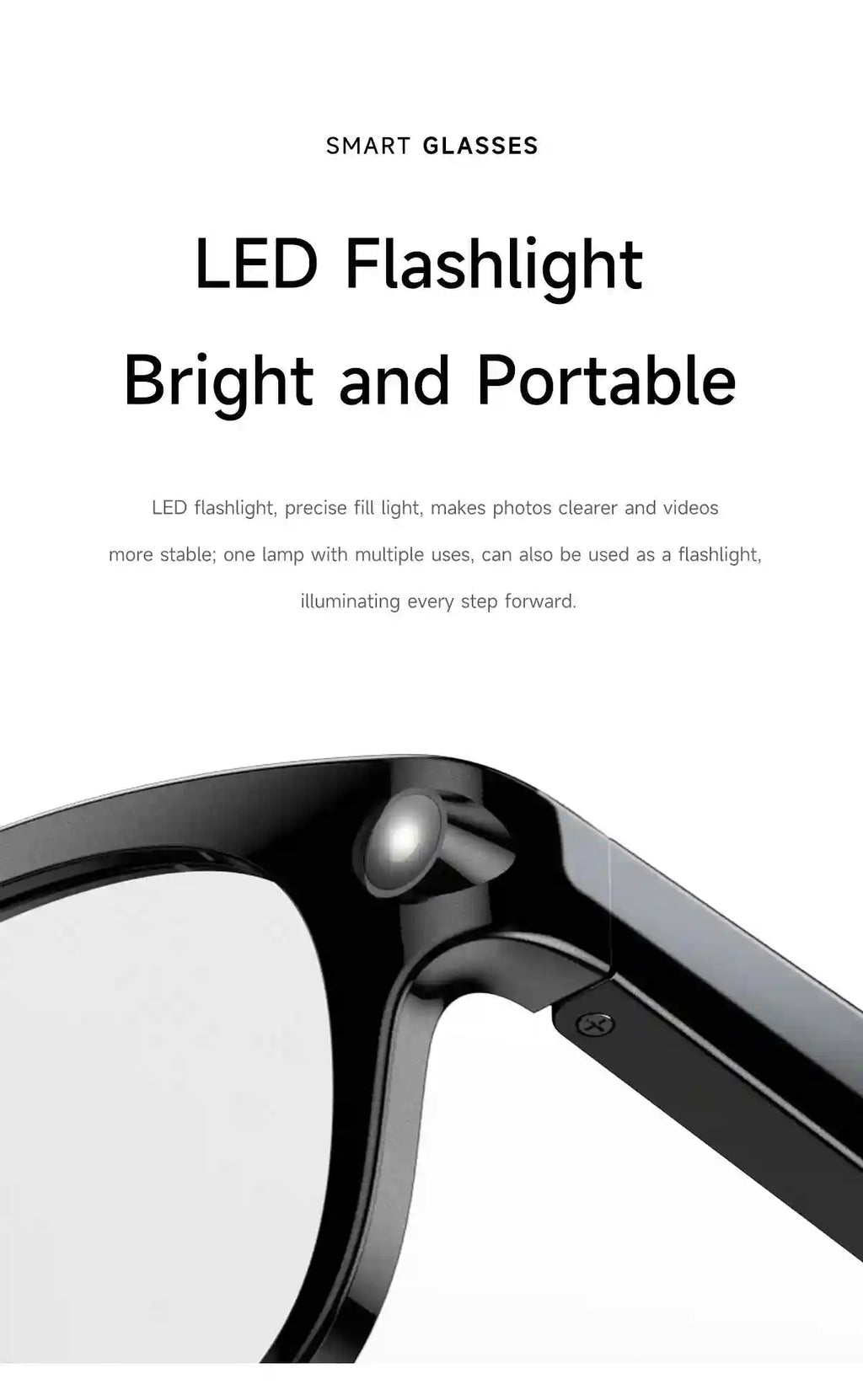 AI Smart Glasses with Real-Time Translation & HD Video Camera - White Tidesmit
