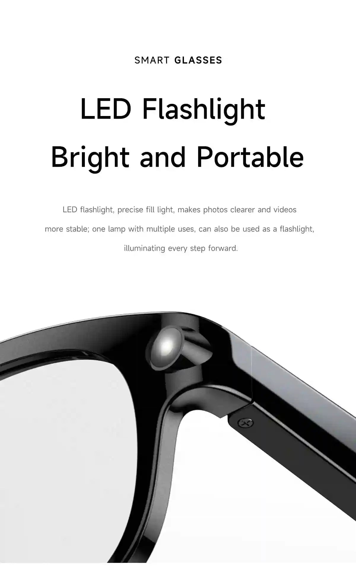 AI Smart Glasses with Real-Time Translation & HD Video Camera - White Tidesmit