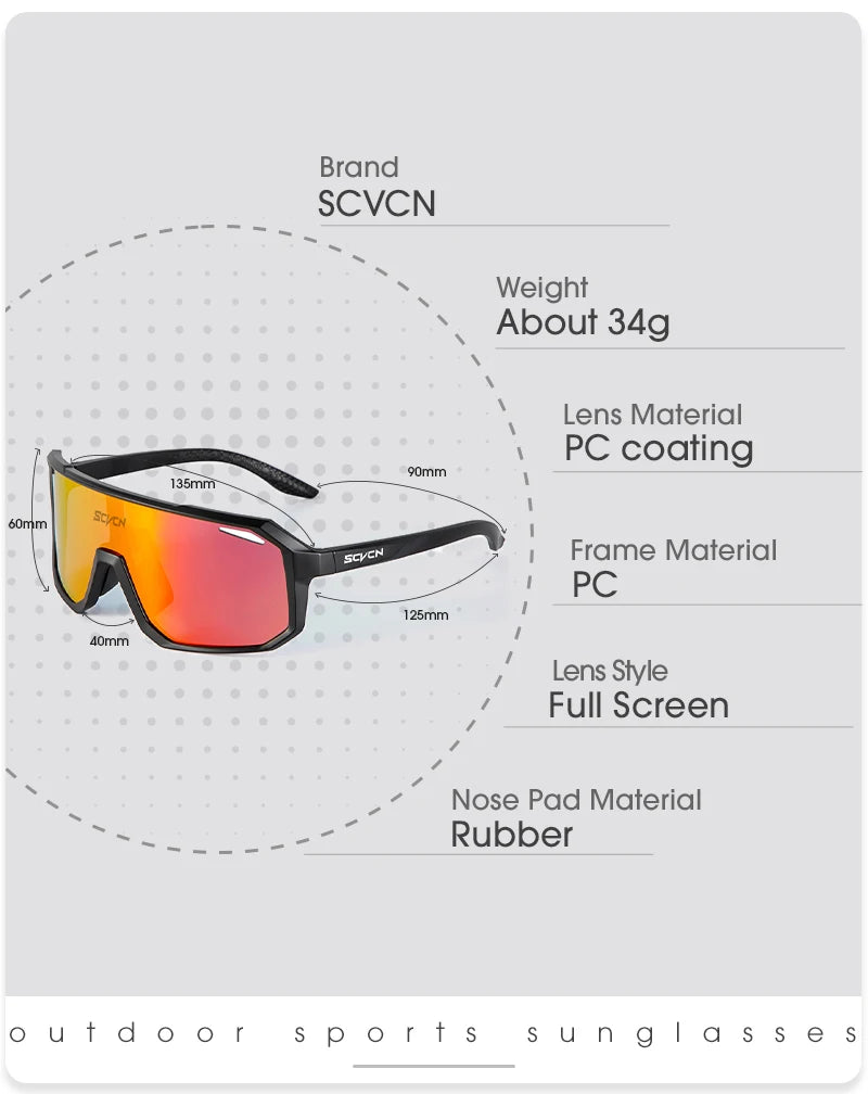 SCVCN Cycling Glasses Outdoor Sports Bicycle Sunglasses Women Road Bike Glasses Men MTB Cycling Sunglasses